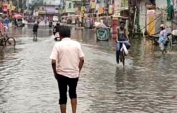 Water-Logging hits Agartala SMART City on Tuesday after a few splashes of Rain: Traffic movement was affected heavily